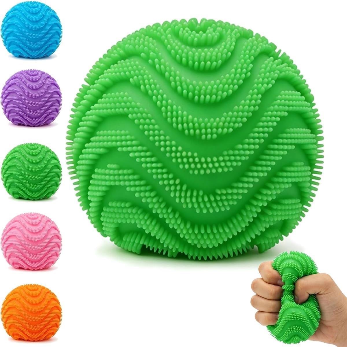 Fuzz Squishy Stress Ball, Soft Fidget for Anxiety Relief, Sensory Squishy Ball to Increase Hand Flexibility & Relieve, Ultra Squishy and Moldable Slow Rise for (Green)