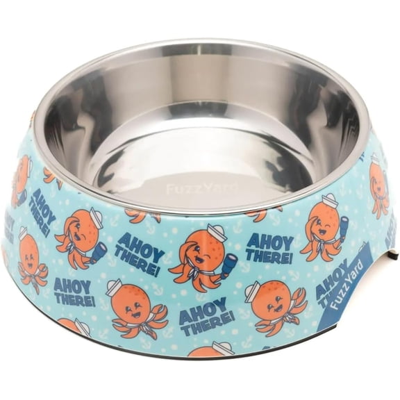 FuzzYard Easy Feeder Bowl with Durable Stainless Steel and Rubber Feet (Ahoy There!, Large)