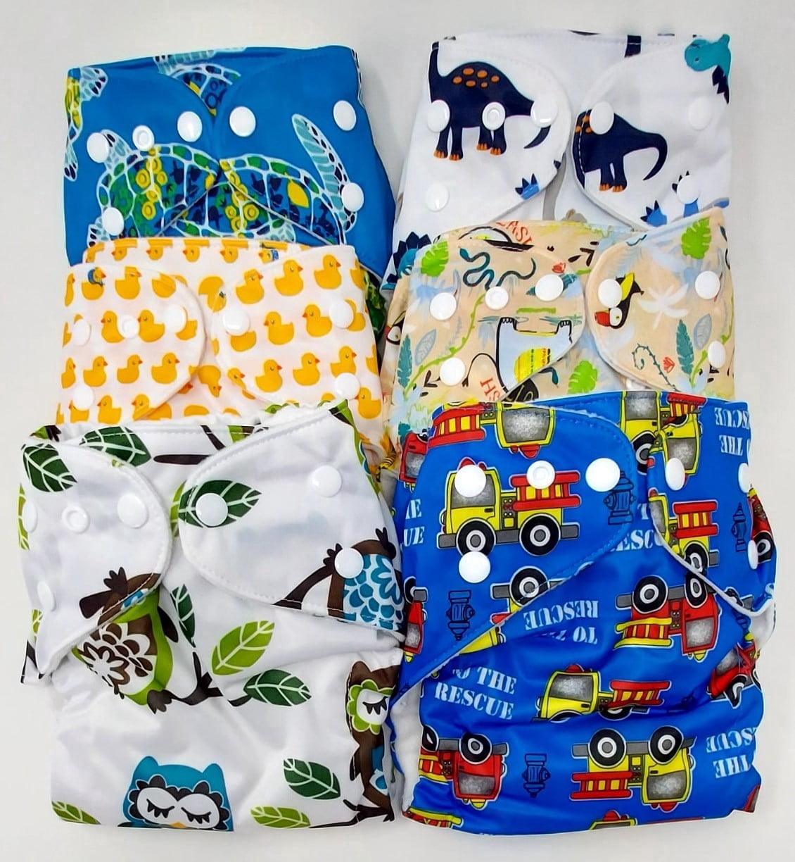 FuzziBunz 6 Pack First Year Bundles with Inserts - Playful Prints