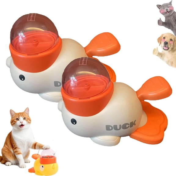 Fuzzibud Cat Feeder, Ducky Cat Treat Dispenser, Duck Pet Feeder for Cats Dogs, Duck Pet Treat Dispenser, DuckDog Food Dispenser, 2-in-1 Interactive Dog Puzzle Toy & Slow Feeder