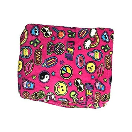 Fuzzie Soft Cozy Cute Blanket With Matching Cozy Stuffed Doggy Pillow (Cozy Blanket, Patches Pink)