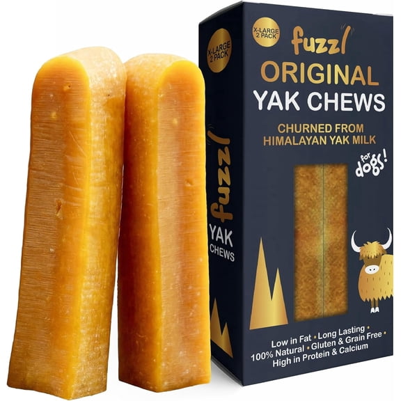 Fuzzl XL Himalayan Yak Cheese Dog Chews - X Large 2-Pack 10.6oz | Long Lasting Natural Treats for Large Dogs | 100% Rawhide Free, Grain Free & High Protein | XL, Giant Original Recipe
