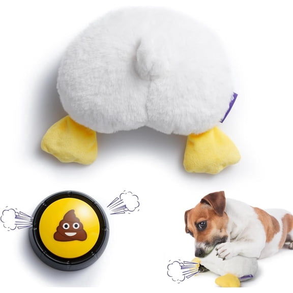 Fuzzwoof Hilarious Farting Fluffy Duck Butt Dog Toy, Emit Funny Farting Sounds When Press, Battery-Powered, Cute Plush Stuffed Dog Toy for All Breeds Sizes, Puppy Toy for Accompany and Anxiety Relief
