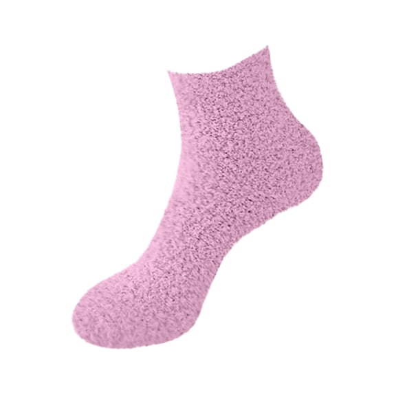 Fuzzy Above Ankle Socks for Women Cozy Fluffy Warm Soft Socks Winter Plush Home Medium Sock 1 Pair Pink One Size