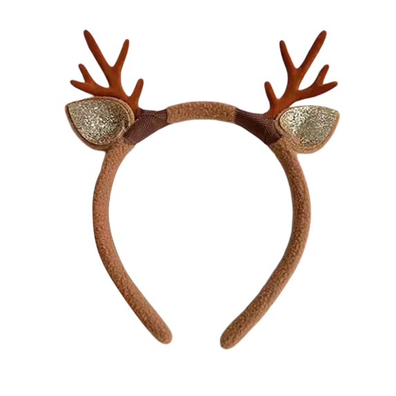 Fuzzy Antler & Mushroom Headband, Women's Forest Fairy Halloween Costume Hair Accessory (1 PC) B