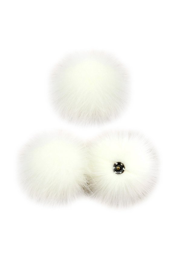 Fuzzy Artificial Furs Puff Hair Ball DIY Knit Hat Car Bag Backpack Charms with Press Button 3 Pieces