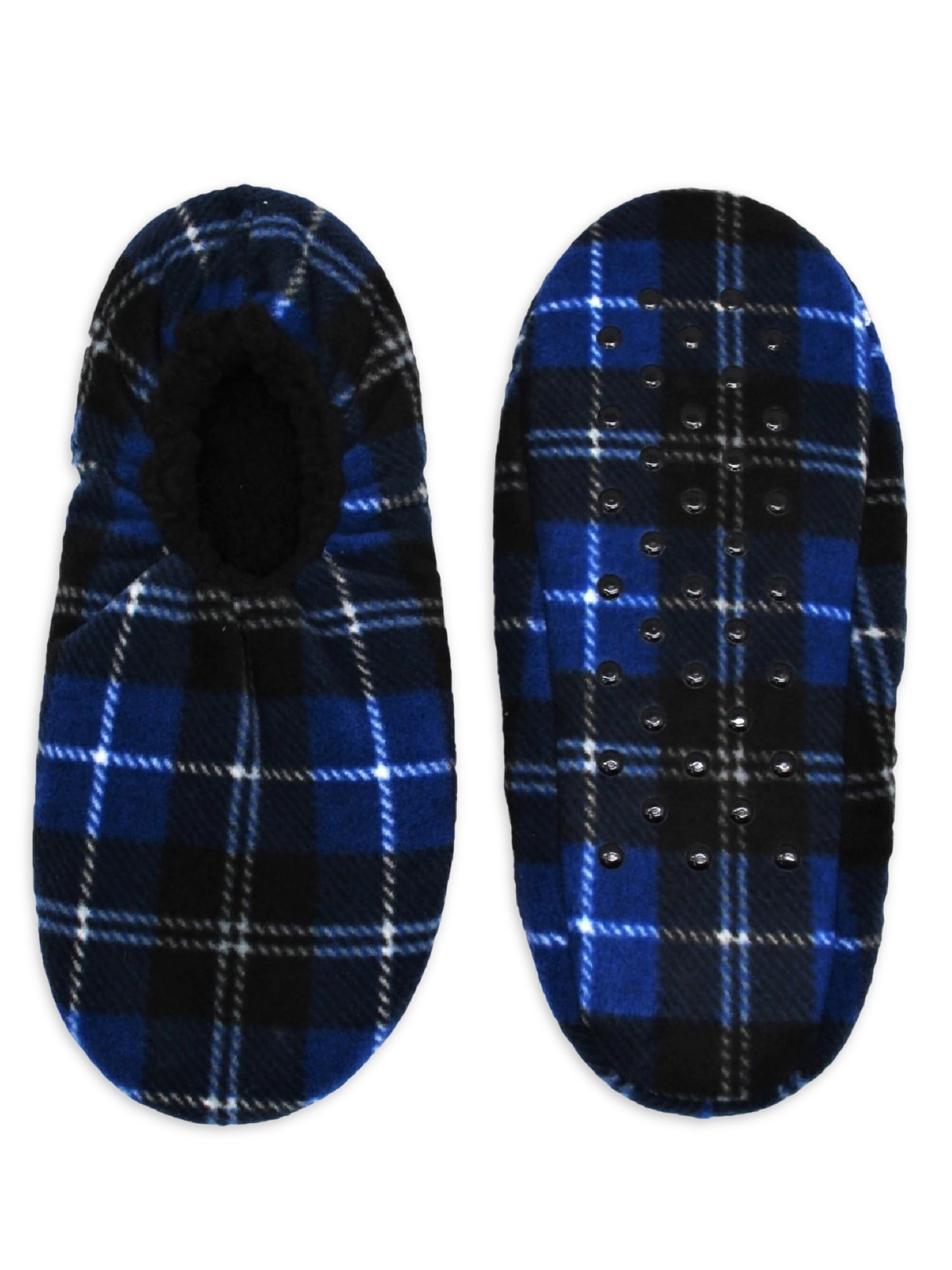 Fuzzy Babba Men's Blue Plaid Slipper Socks, Sizes M/L-L/XL