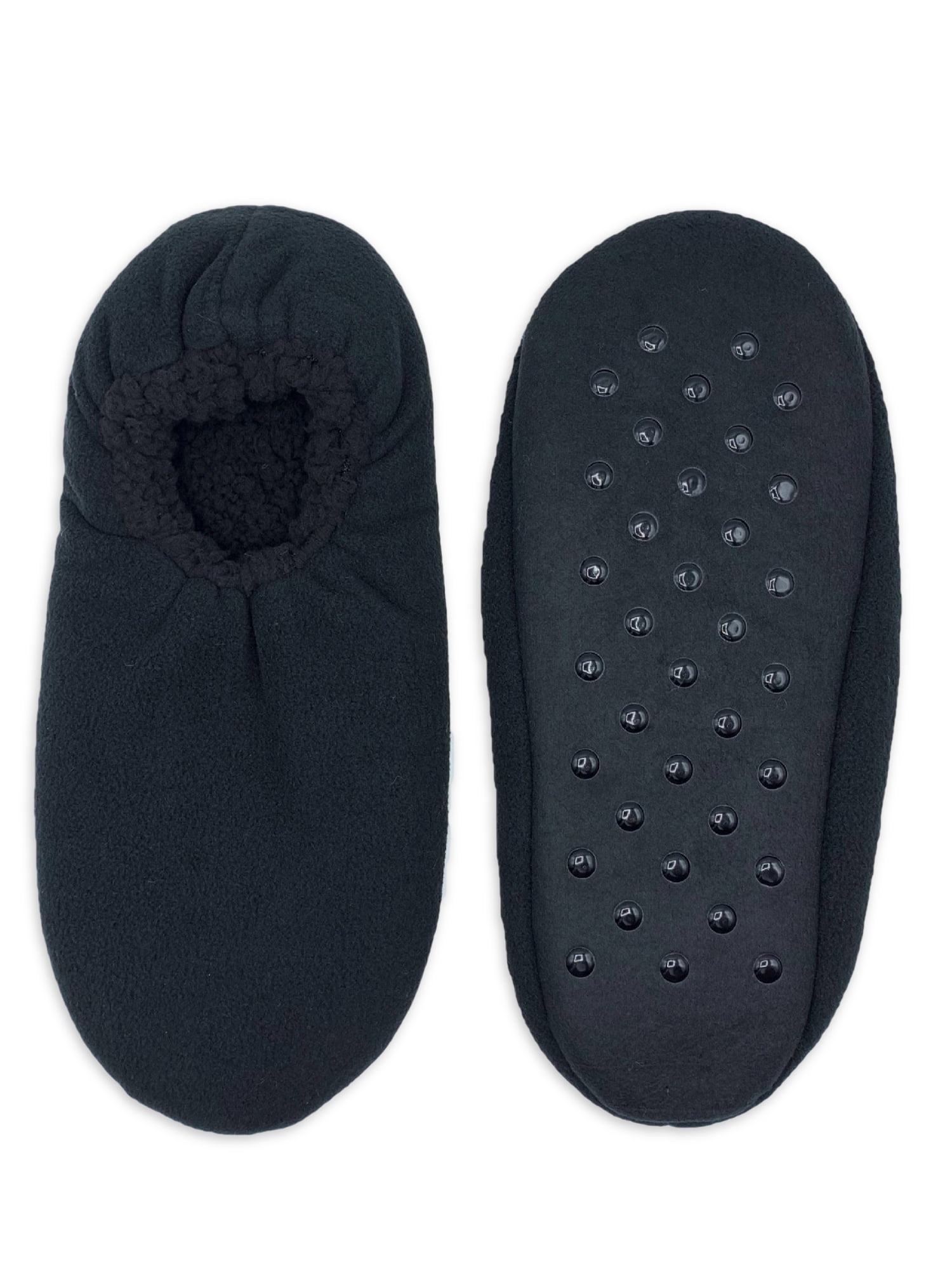 Fuzzy Babba Men's Solid Black Slipper Socks, Sizes M/L-L/XL