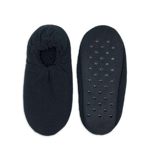Fuzzy Babba Men's Solid Black Slipper Socks, Sizes M/LL/XL