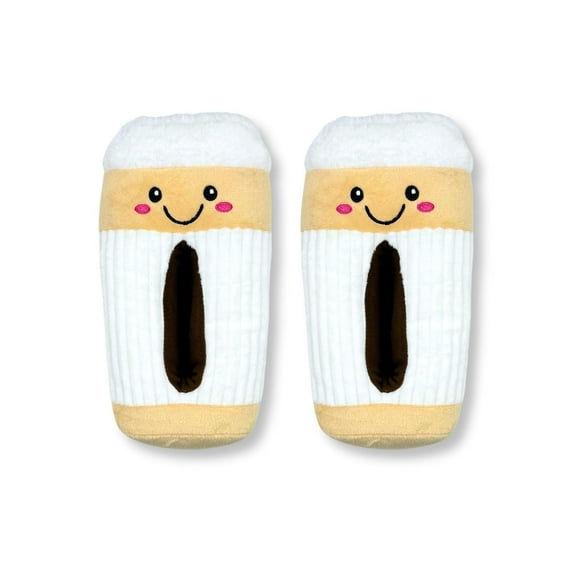 Fuzzy Babba Women's Coffee 3D Plush Slippers, 1-Pack, Sizes XS/S, M/L, L/XL