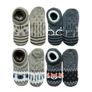 Fuzzy Babba, Women's Critter Single Cuffer Knit Slipper Socks, 4-Pack, Size 4-10