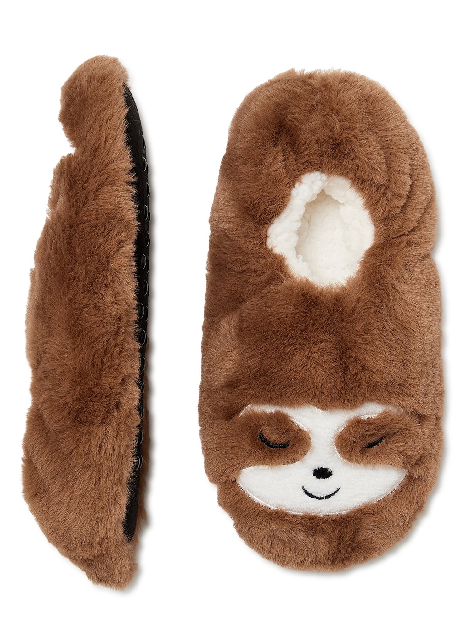 Fuzzy Babba Women s Embroidered Sloth Slipper Socks 1 Pack
