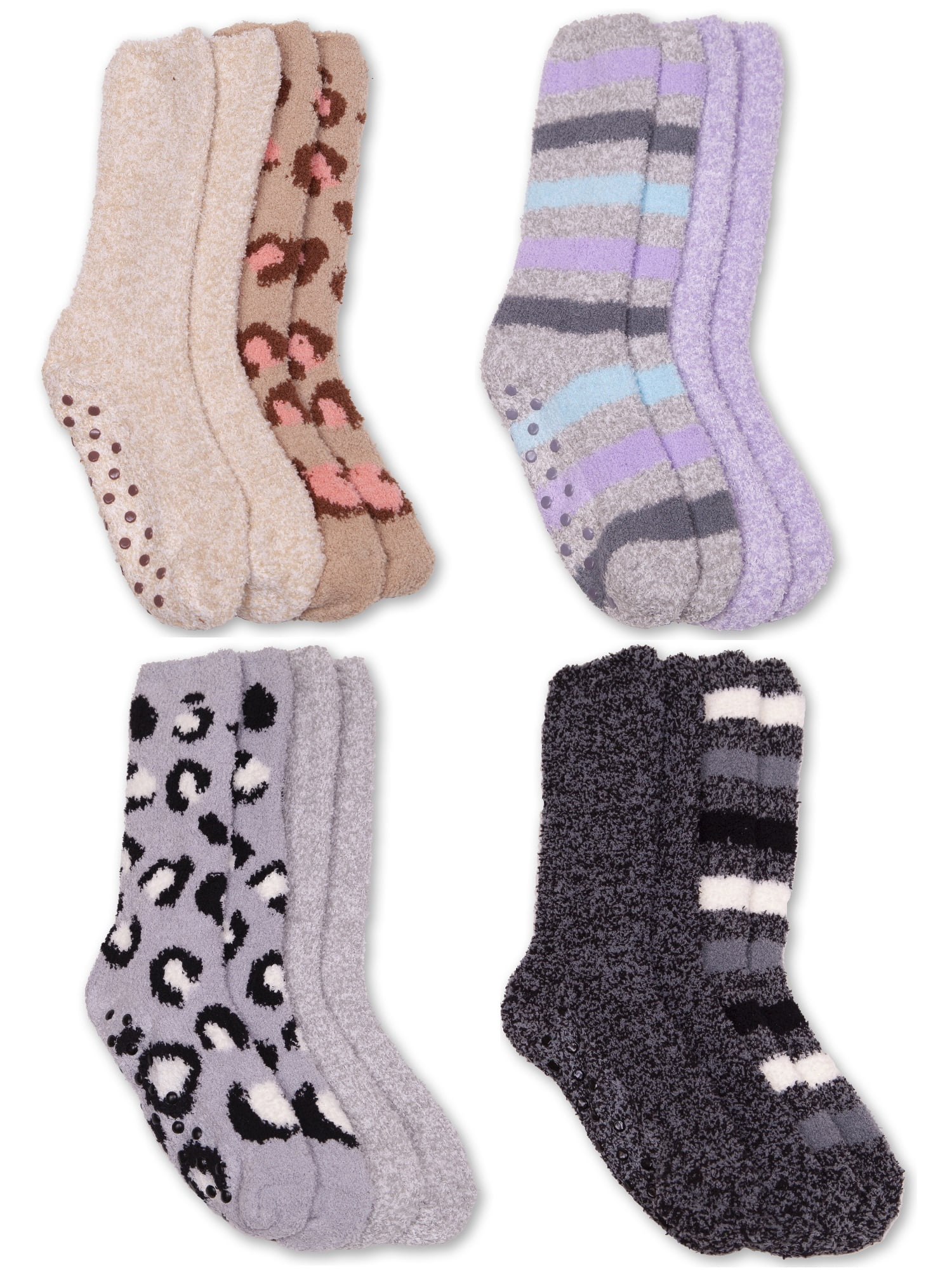 Fuzzy Babba, Women's Fashion Yummy Cozy Crew Socks, 8-Pack, Size 4-10 ...