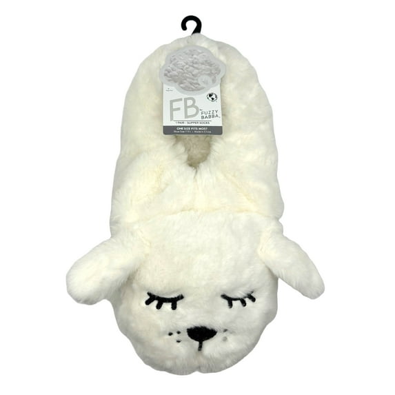 Fuzzy Babba, Women's Faux Fur Dog Slipper Socks, 1-Pack, One Size