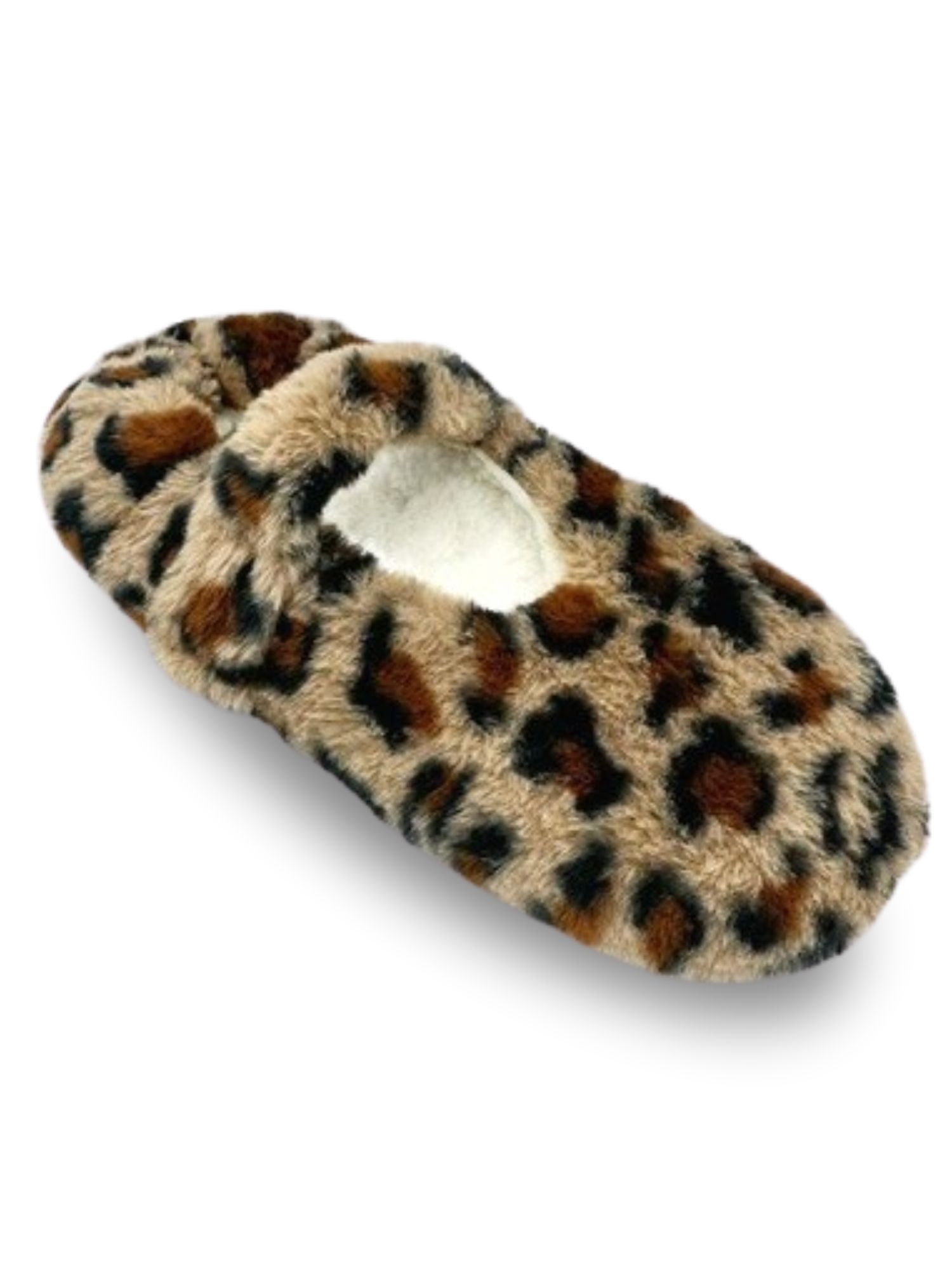 Fuzzy Babba Women's Faux Fur Leopard Mary Jane Slipper Socks, 1-Pack, Shoe Sizes 7-9.5