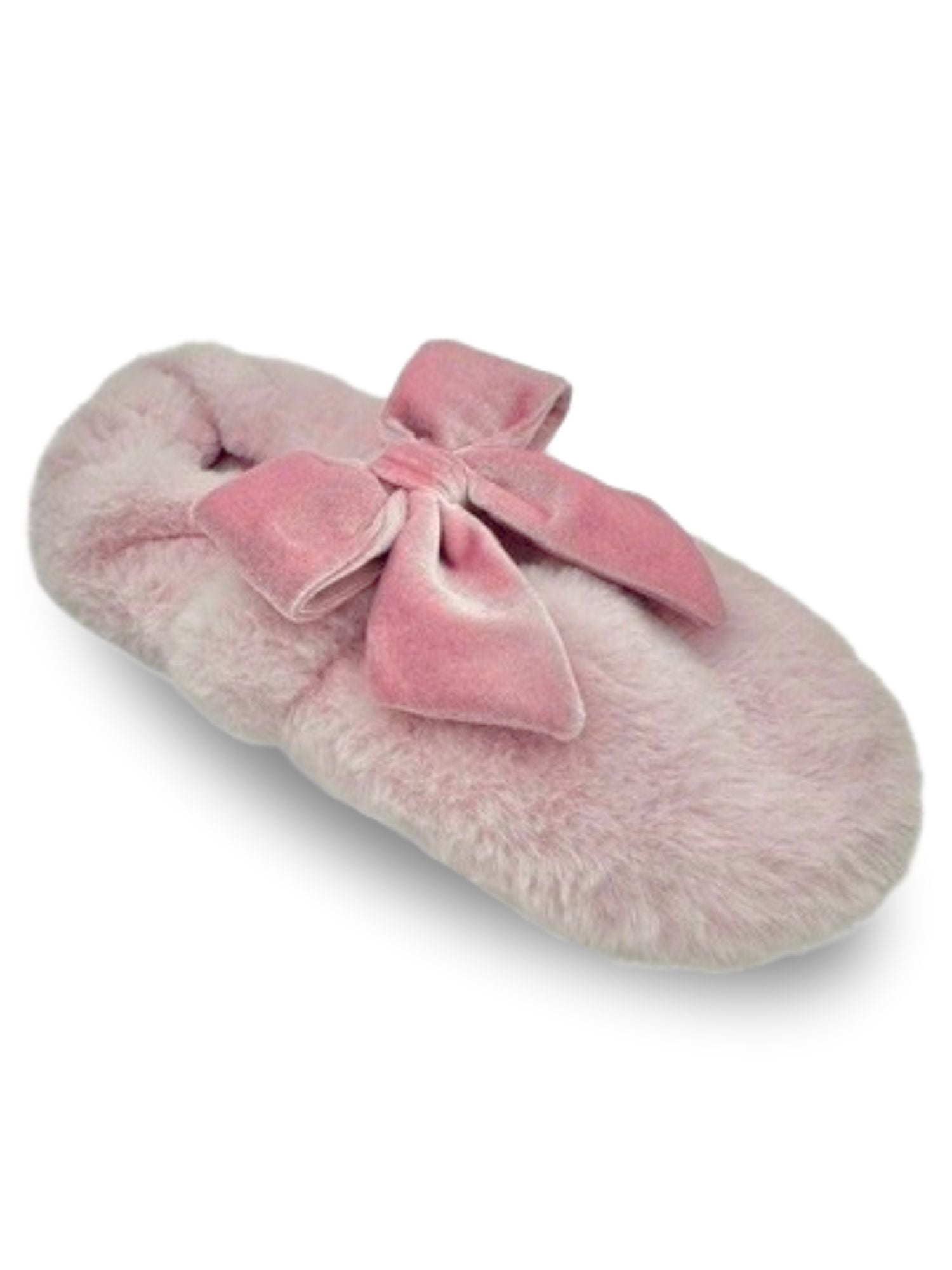 Fuzzy Babba Women's Faux Fur Oversized Bow Mary Jane Slipper Socks, 1-Pack, Shoe Sizes 7-9.5