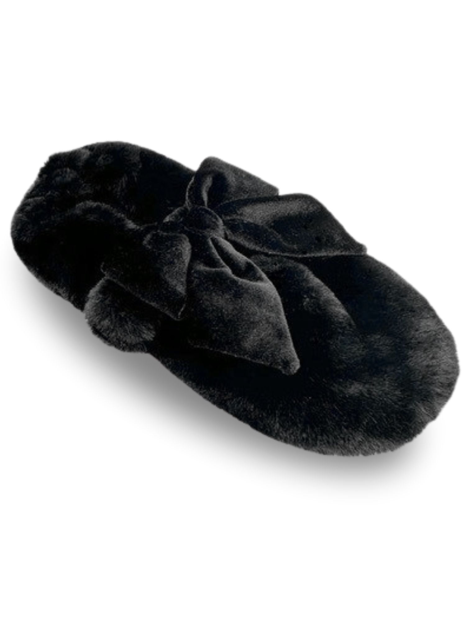 Fuzzy Babba Women's Faux Fur Oversized Bow Mary Jane Slipper Socks, 1-Pack, Shoe Sizes 7-9.5