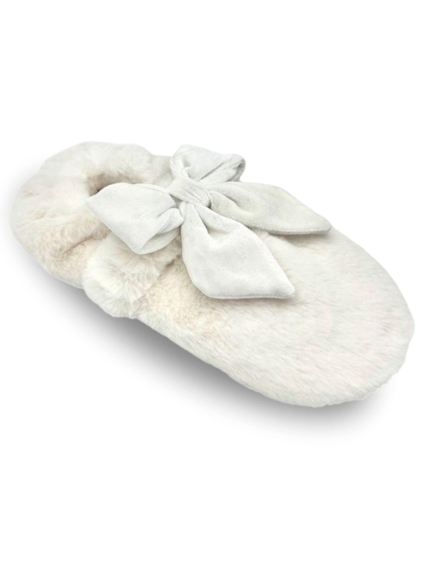 Fuzzy Babba Women's Faux Fur Oversized Bow Mary Jane Slipper Socks, 1-Pack, Shoe Sizes 7-9.5
