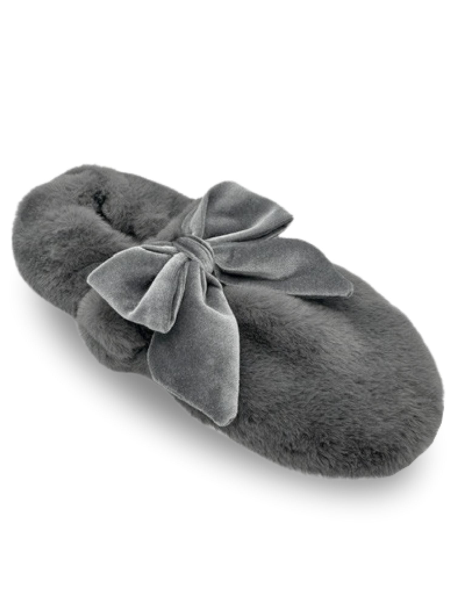 Fuzzy Babba Women's Faux Fur Oversized Bow Mary Jane Slipper Socks, 1-Pack, Shoe Sizes 7-9.5