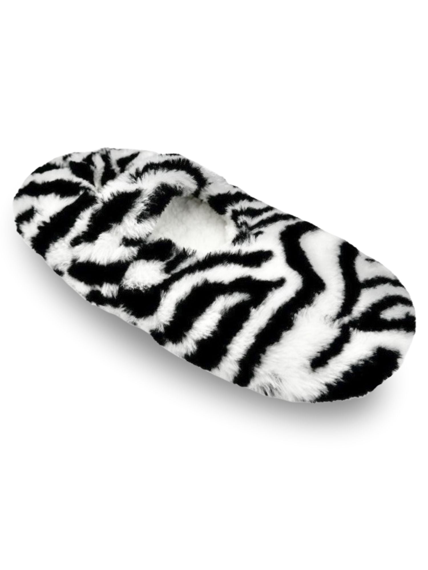 Fuzzy Babba Women's Faux Fur Zebra Mary Jane Slipper Socks, 1-Pack, Shoe Sizes 7-9.5