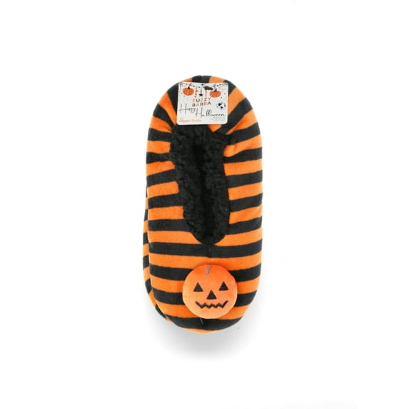 Fuzzy Babba Women’s Halloween 3D Pumpkin Slipper Socks, Shoe Sizes 7-9.5