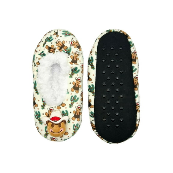 Fuzzy Babba Women's Holiday 3D Gingerbread Cowboy Slipper Socks, 1-Pack, Size 7-9.5