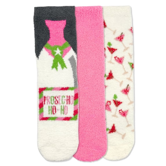 Fuzzy Babba Women's Holiday Drinks Cozy Socks, 3-Pack, Size 4-10