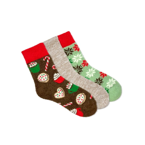 Fuzzy Babba Women's Holiday Mug Cozy Socks, 3-Pack, Size 4-10
