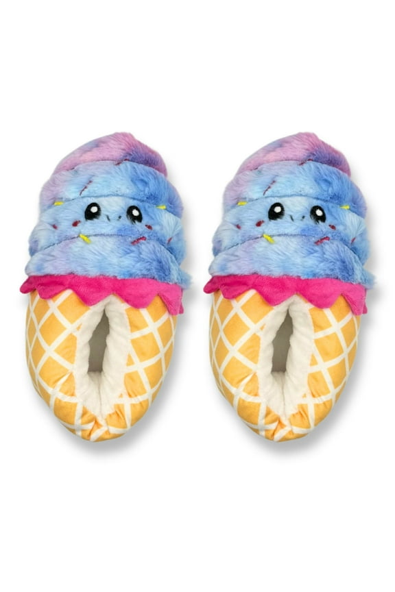 Women's Ice Cream 3D Plush Slippers, 1-Pack, Sizes XS/S, M/L, L/XL