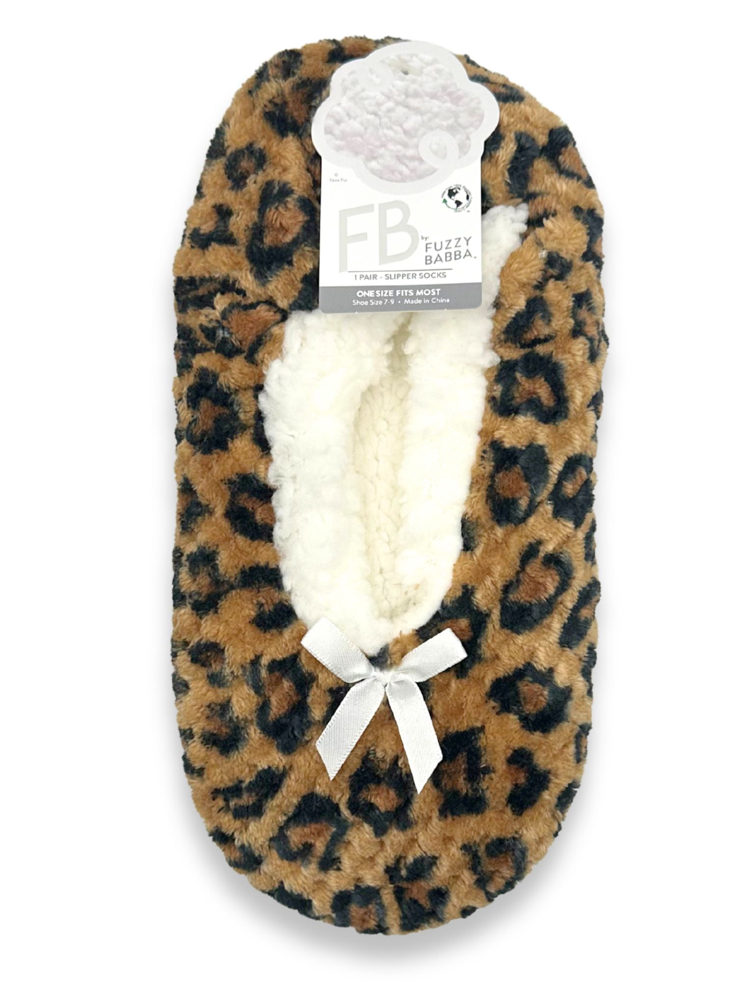Fuzzy Babba Women's Leopard Slipper Socks, 1-Pack, One Size