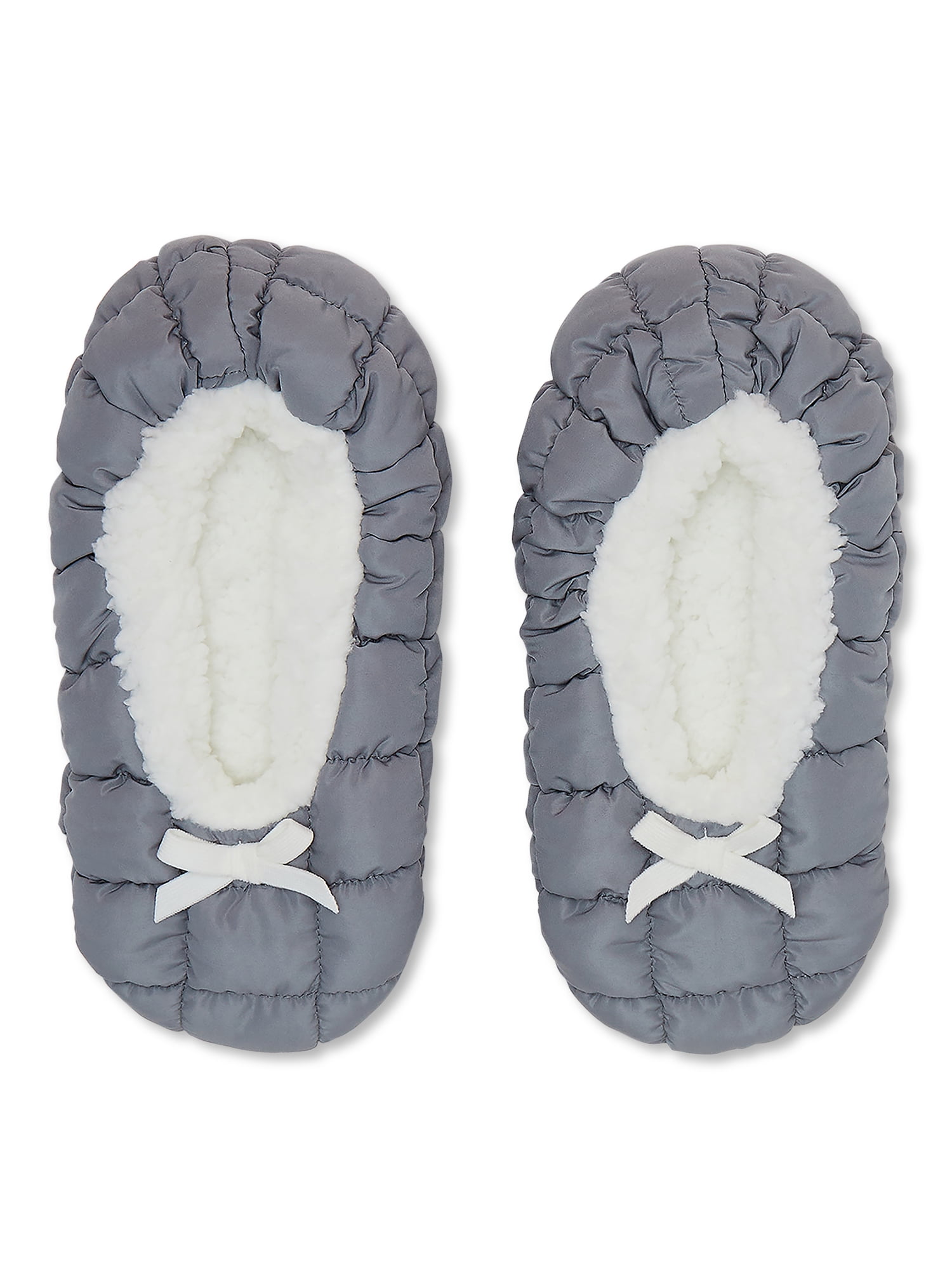 Fuzzy Babba Women’s Puffer Slipper Socks, Gray, 1Pack