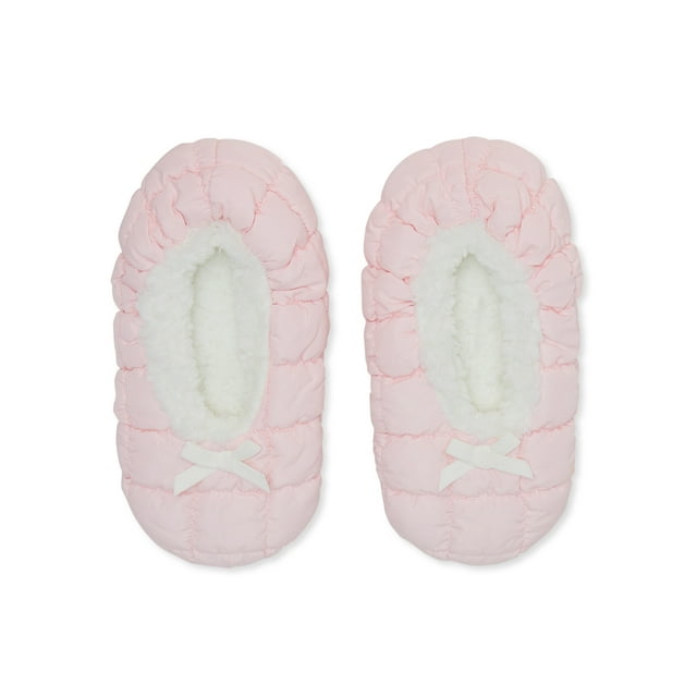 Fuzzy Babba Women’s Puffer Slipper Socks, Pink, 1Pack