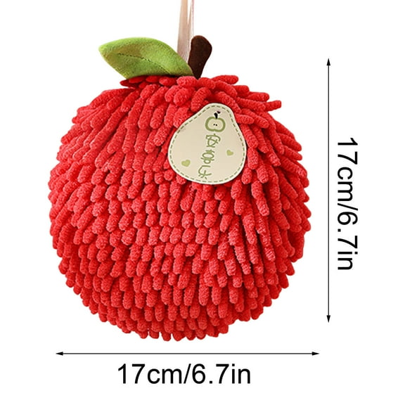 Fuzzy Ball Hand Towels, Hanging Bathroom Handtowels, Funny Chenille Hand Towels with Hanging Loop for Bathroom Kitchen Washstand or Powder Room