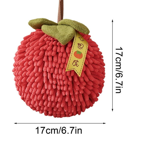 Fuzzy Ball Hand Towels, Hanging Bathroom Handtowels, Funny Chenille Hand Towels with Hanging Loop for Bathroom Kitchen Washstand or Powder Room