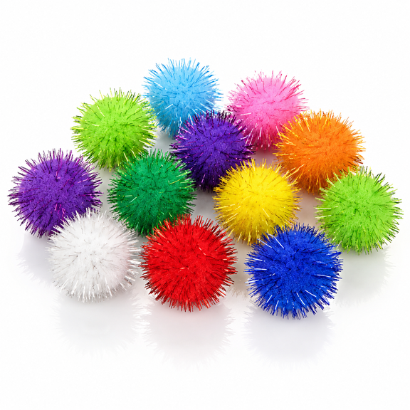 Fuzzy Balls for Cats,Puff Balls for Cats,Cat Fuzzy Balls,Cat Toy 3CM Gold Glitter Ball,Interactive Pet Toy for Cats,Fun and Engaging - 1.2in Gold Glitter Balls Pet Interactive Toy - 1.2in
