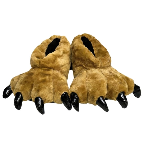 Fuzzy Bear Feet Slippers Womens & Mens, Funny Indoor House Shoes, Animal Stocking Stuffer, Gift Holiday Christmas Hanukkah