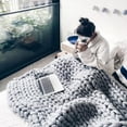 thumbnail image 1 of Fuzzy Blanket/ Chunky Knit Blanket/ Blankets & Throws/ Chunky Knit Blanket/ Throw Blankets/ Throws and Blankets for Sofa/ Room Essentials for Girls Decor (Small Size：23.6*23.6"), 1 of 9