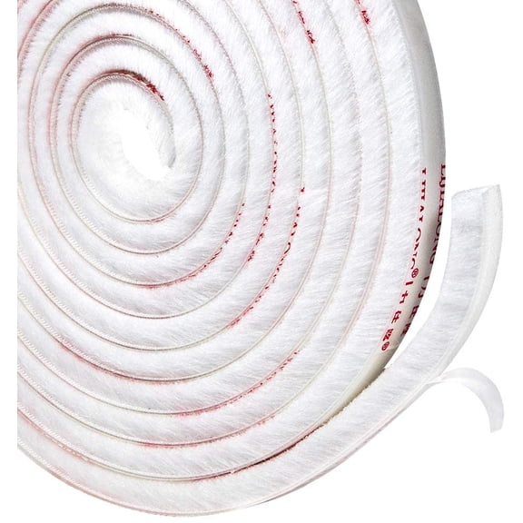 Fuzzy Brush Seal Weatherstripping for Window and Door 11/32 inch x 11/32 inch x 16 ft, Self-Adhesive Felt Insulation Sealing Strip Wind Dust Draft Insect Proof, White