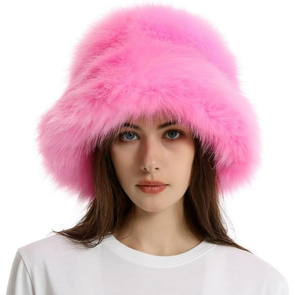 Fuzzy Bucket Hat Y2k Fashion Outdoor Multicolor Fluffy Furry Plush Faux Fur Hats Fishing Hat Bucket Hats for Women 2023