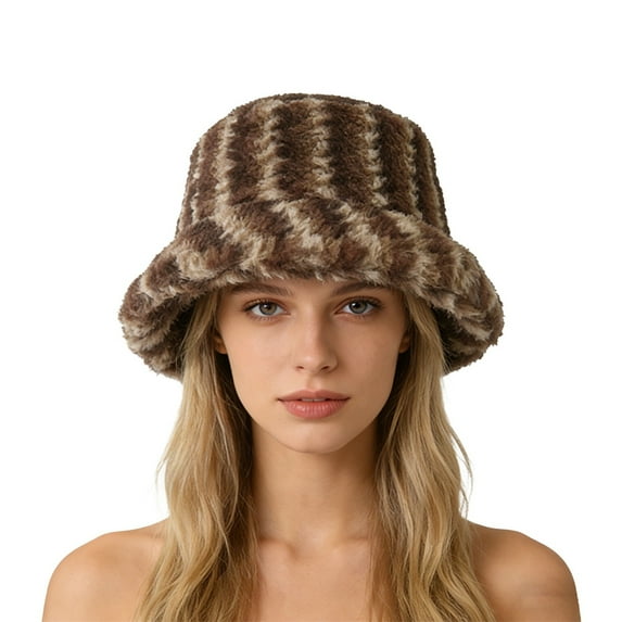 CYSFASHION Bucket Hat For Women Cozy Faux Fur Fasherman Fuzzy Fall Fashion Must Have Wool Women's Hats & Caps Coffee