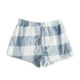 thumbnail image 1 of Fuzzy Buffalo Plaid Pajama Shorts for Women Drawstring Elastic Waist Cute Sleep Lounge Pj Shorts Sleepwear, 1 of 1
