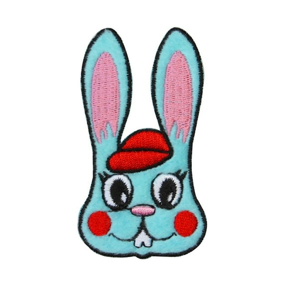 Fuzzy Bunny With Hat Patch Rabbit Easter Fluffy Embroidered Iron On Applique