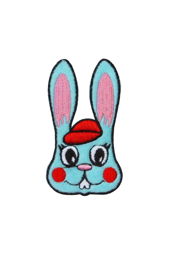 Fuzzy Bunny With Hat Patch Rabbit Easter Fluffy Embroidered Iron On Applique