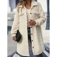 thumbnail image 1 of Fuzzy Button Up Long Sleeve Longline Coat, 1 of 5