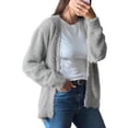 thumbnail image 1 of Fuzzy Cardigan Sweaters for Women V Neck Button Down Soft Knit Sweater Long Sleeve Cardigan Sweater Coat Light Gray S, 1 of 8