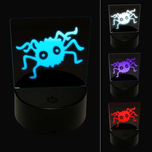 Fuzzy Cartoon Bug Spider LED Night Light Sign 3D Illusion Desk Nightstand Lamp