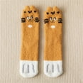 thumbnail image 1 of Fuzzy Cat Pattern Socks for Women, Cozy Winter Sleeping Socks with Non-Slip Grip, Soft Plush Slipper Socks for Indoor Use, Cute Animal Themed Socks for Girls and Women, Holiday Gift Socks - A, 1 of 10
