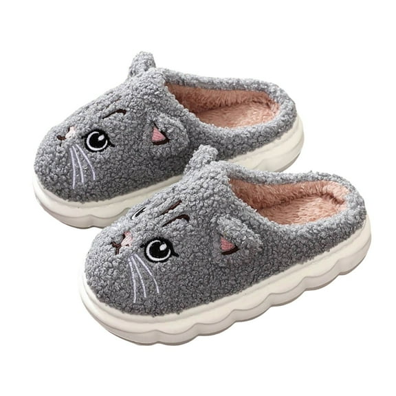 Fuzzy Cat Slippers for Girls, Funny Animal House Shoes with Soft Memory Foam, Comfy Plush Warm -on Slippers