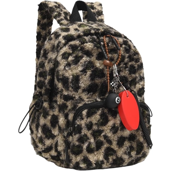 Fuzzy Cheetah Cute Backpack, Y2k Purse Fleece Chic Bookbag Trendy Aesthetic Coquette Daypack 90s Purse