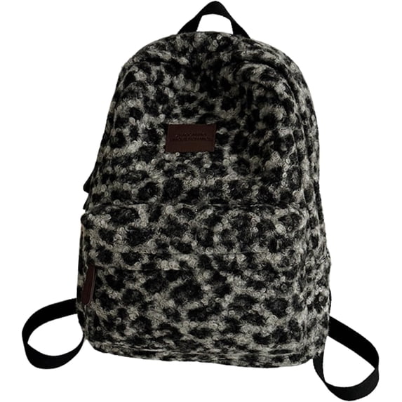 Fuzzy Cheetah Cute Backpack, Y2k Purse Fleece Chic Bookbag Trendy Aesthetic Coquette Daypack 90s Purse